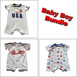 Baby Boy 3Pc Romper Bundle Various Sizes 6-9M, 6-12M